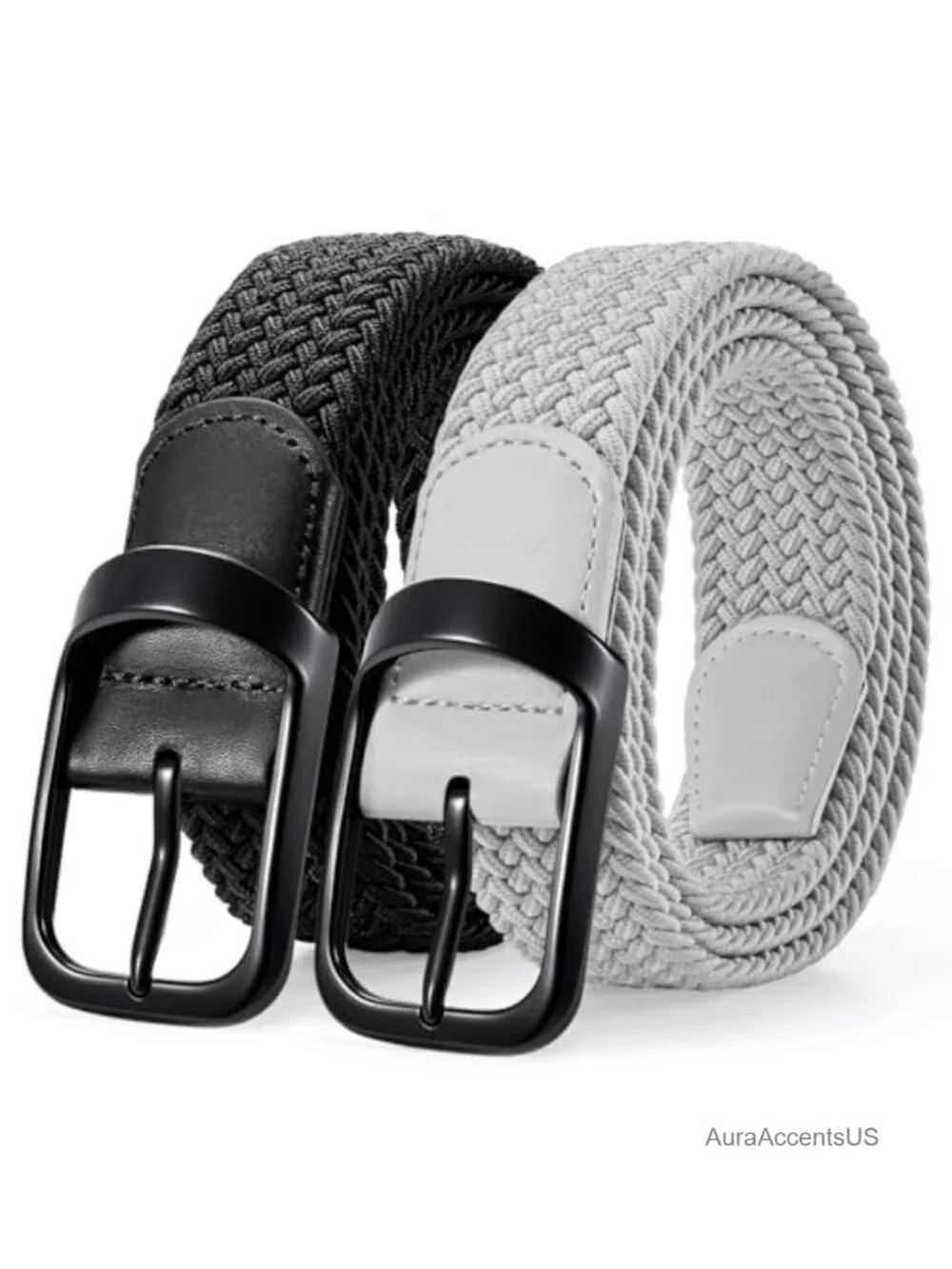 Stretch Elastic Woven Braided Belt Men's Casual Golf Belt No Holes
